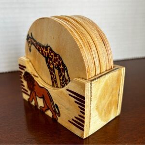 African Animal Coasters with Stand Handcrafted Hand painted (6)
